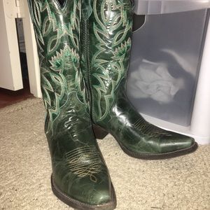 Teal leather cowboy boots